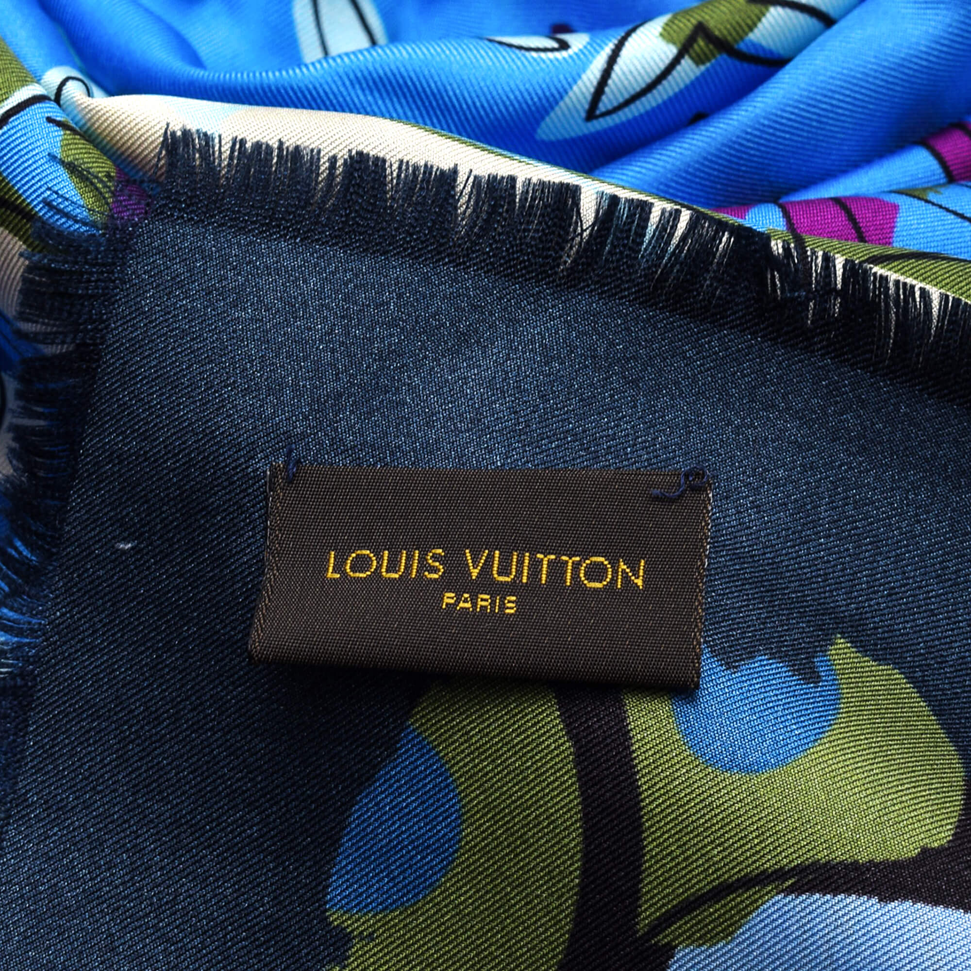 Louis Vuitton - Dark Blue Jungle Print Silk Shawl 190x100